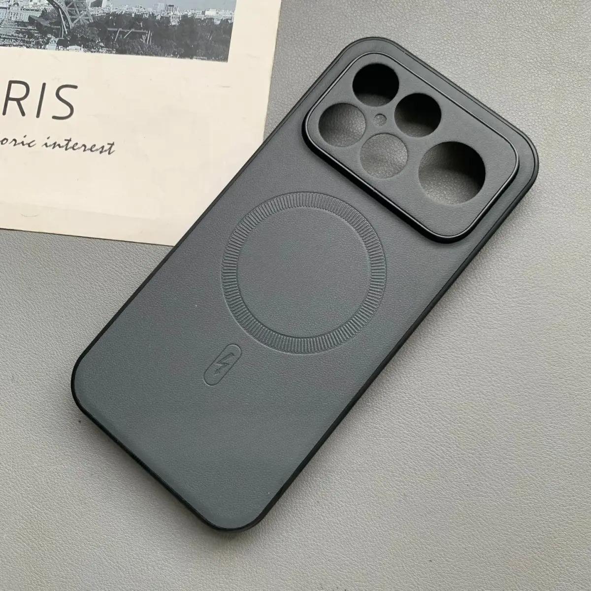 

Бізнес-матова матова магнітна шкіряна чохол-бампер для телефону Xiaomi POCO F8 Pro F8 Ultra Бездротова зарядка Захист камери Ударостійкий Чохол Funda POCO F8 Ultra сірий
