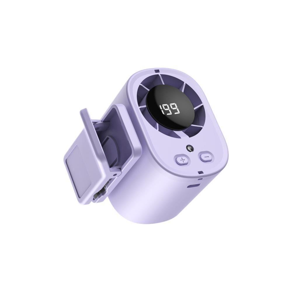 LED Display Clip on Fan USB Charging Waist Clip Fan Portable Electric Fan Car Use фиолетовый