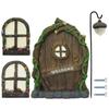Resin Luminous Door and Window Hangers Set, Outdoor Garden Fairy Fairy Door Tree Hanging, Micro-landscape Wall Hanging Decoration