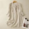 Camicia Estiva da Donna a Maniche 3/4 di Media Lunghezza con Protezione Solare: Camicetta Ricamata Stile Cinese a Vestibilità Larga