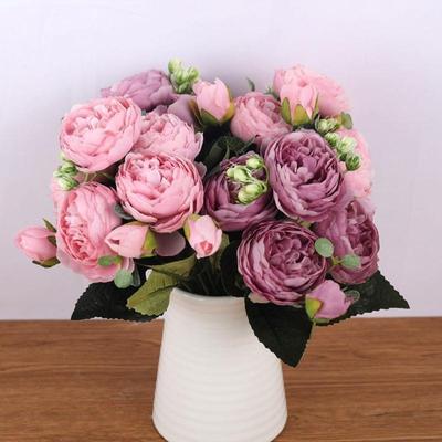 30 cm rosafarbener Seidenstrauß, Pfingstrosen, künstliche Blumen für Braut, Hochzeit, Heimdekoration, Faxu-Blumen