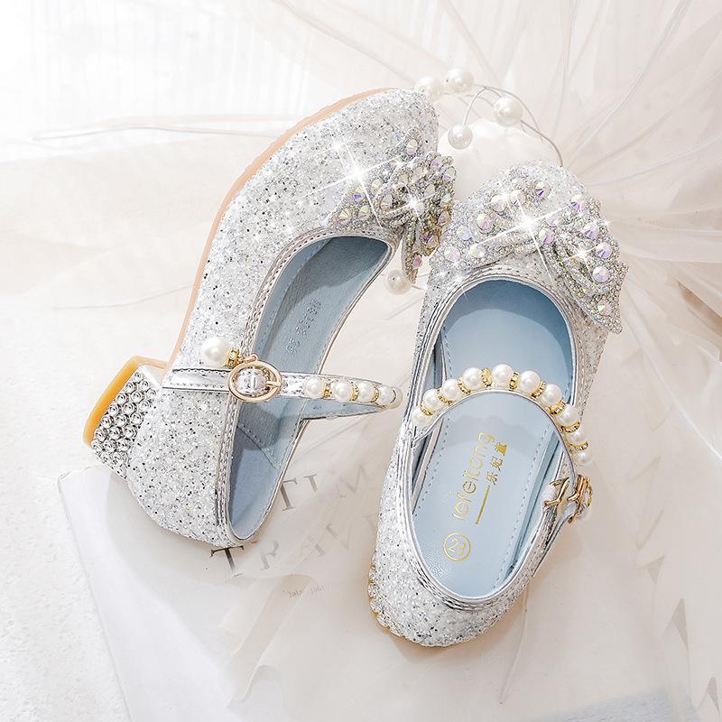 High Heel Shoes Pink Rhinestone Princess Elsa Dress Up Performance Shoes