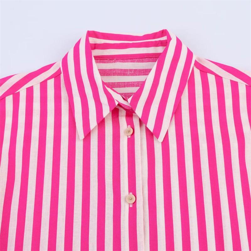 Camicia a Righe da Donna Vestibilità Larga Manica Lunga Casual da Ufficio 2025 Leggera Miscela di Cotone