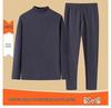 Men's Korean Fleece Set: Long Sleeve, Long Pants, High Neck, Double-Sided, Warm Base Layer for Autumn and Winter