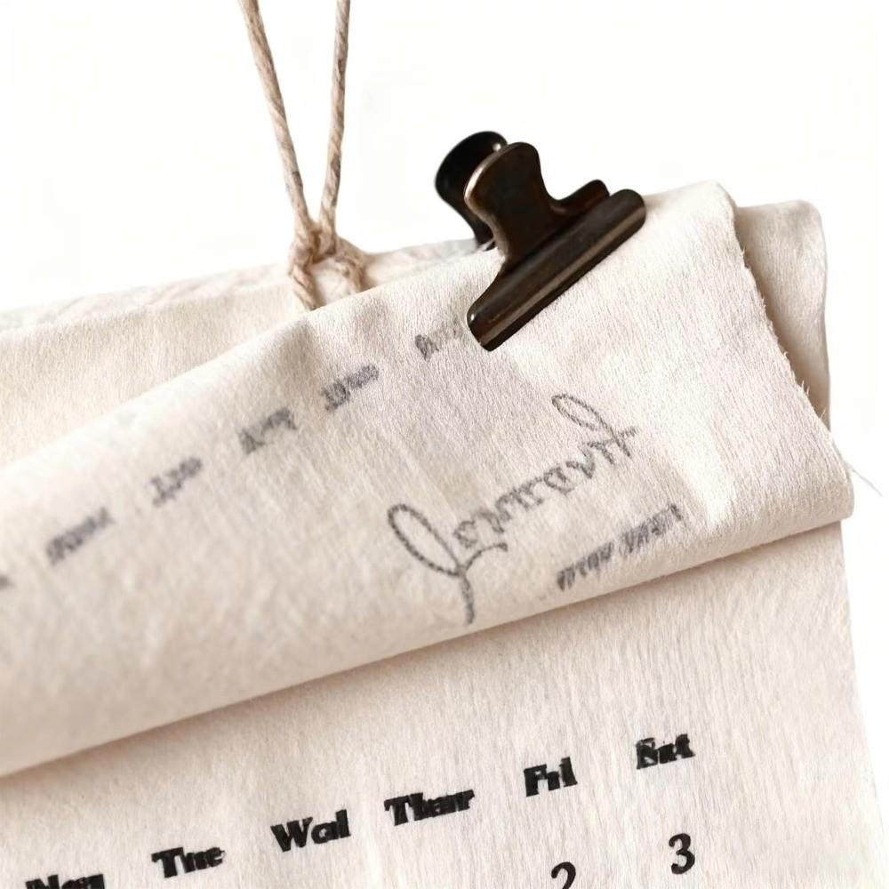 12-Month English Calendar Fabric Creative Planner Retro Cotton Cloth Calendar  Home Office