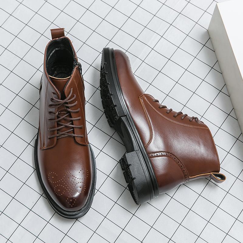 

XiAnZen Vintage Brock Boots for Men Boots Casual boots For Men Натуральная кожа Модные мужские ботинки Противоскользящие ботинки man zapatos 46 коричневый