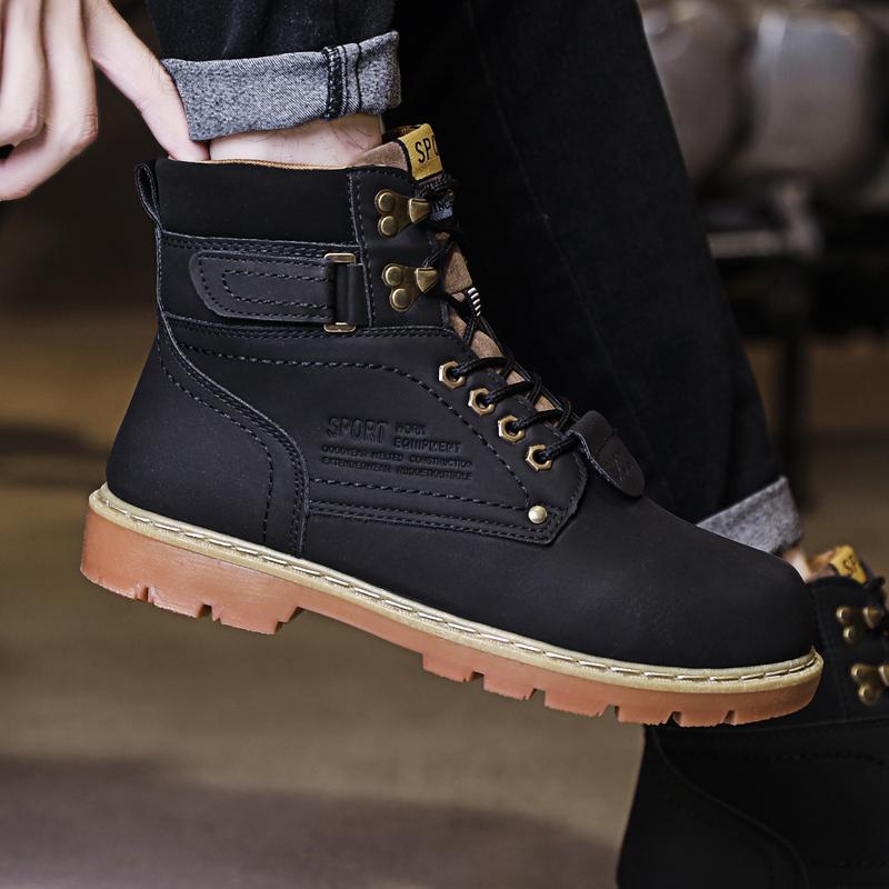 New Large-sized Men's Riding Boots, Thick-soled Lace-up Casual Fashionable Men's Casual Sports Shoes Outdoor Men's Chelsea Boots