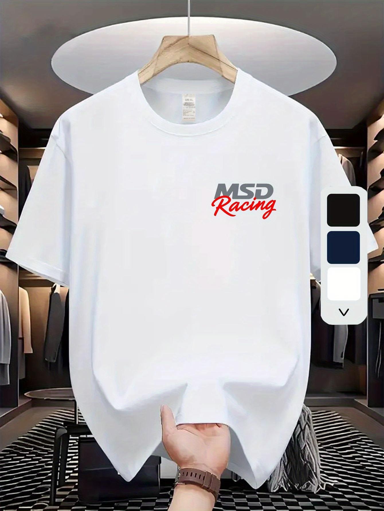 Cotton Blend Micro-Stretch T-shirt - Summer Casual & Sports Wear with Printed Design XXL