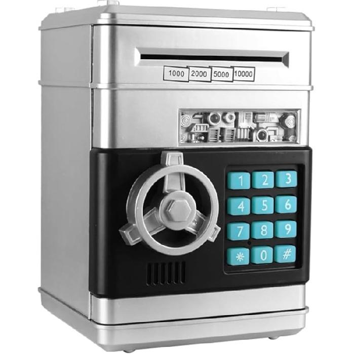 

Комбинированная копилка, которая помещается внутри маленькой мини-копилки. Милый сейф с надежным цифровым кодовым замком. (красный) серебряный