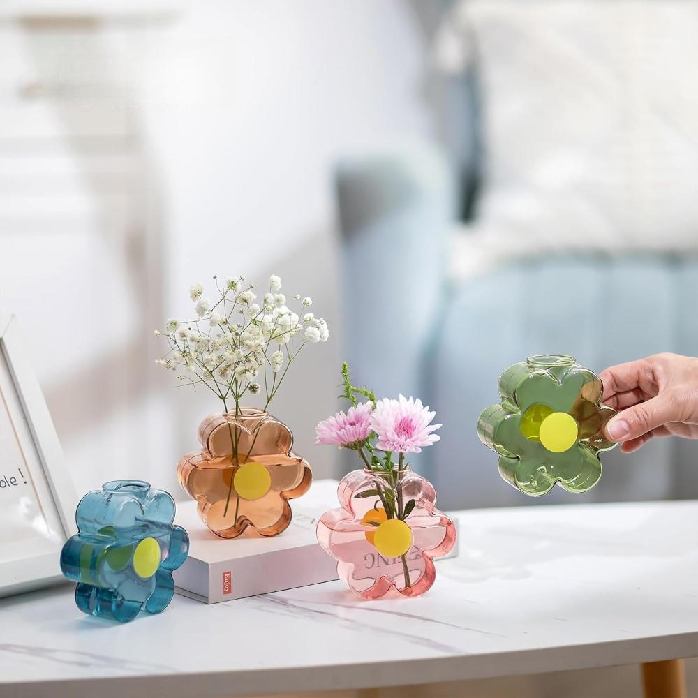Clear Colorful Flower Vases Hydroponic Plant Vase Creative Vases for Flowers Modern Style  Home Office Wedding Decoration