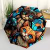 1pc Stained Glass Cat Design Automatic Opening Folding Umbrella with 8-Bone Iron Frame - Perfect for Outdoor Use, Festive Gifts, Travel, Daily Use, an