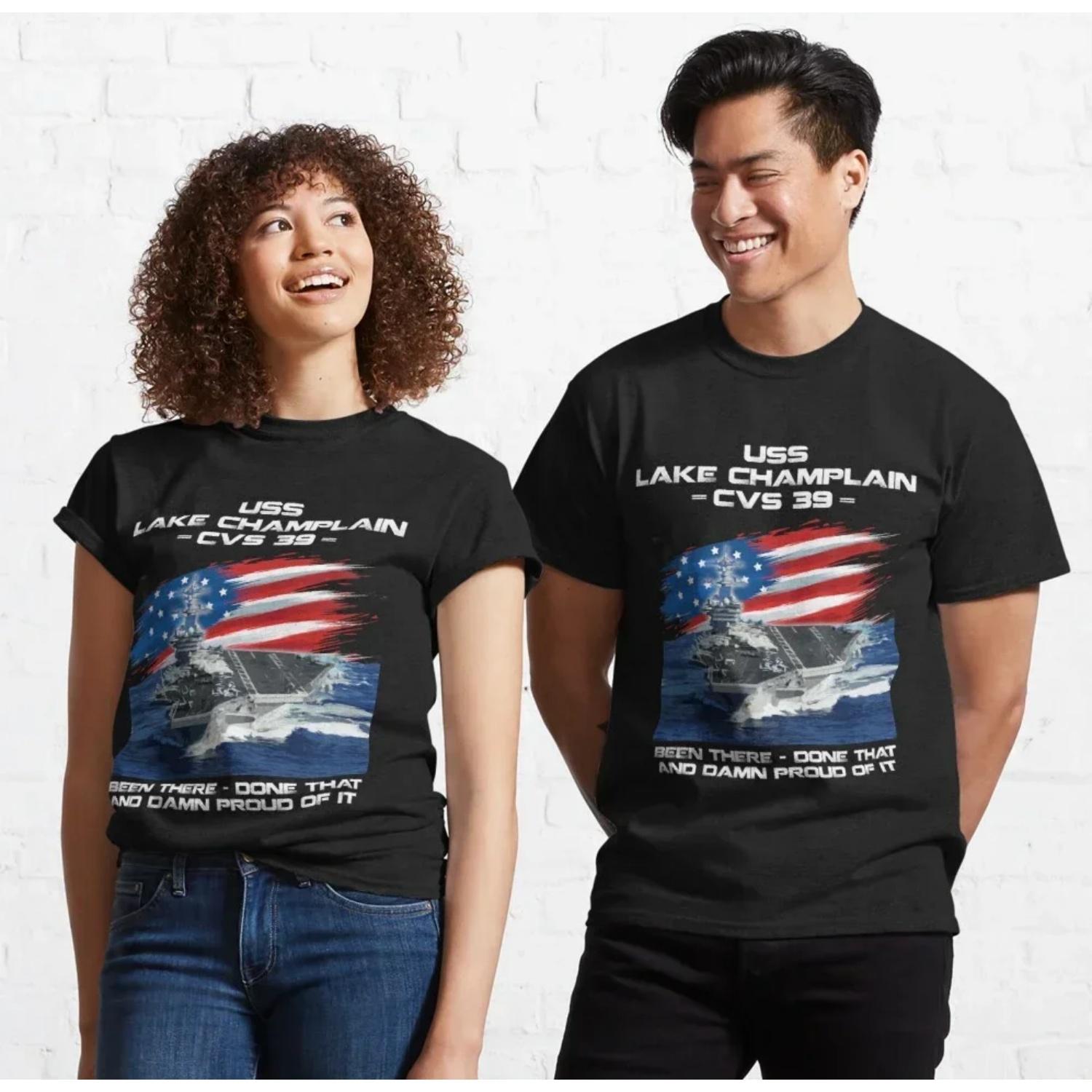 

USS Lake Champlain CVS-39 Aircraft Carrier Veteran Christmas T-Shirt 100% Cotton O-Neck Short Sleeve Summer Casual Mens T-shirt XXXXXL чорний