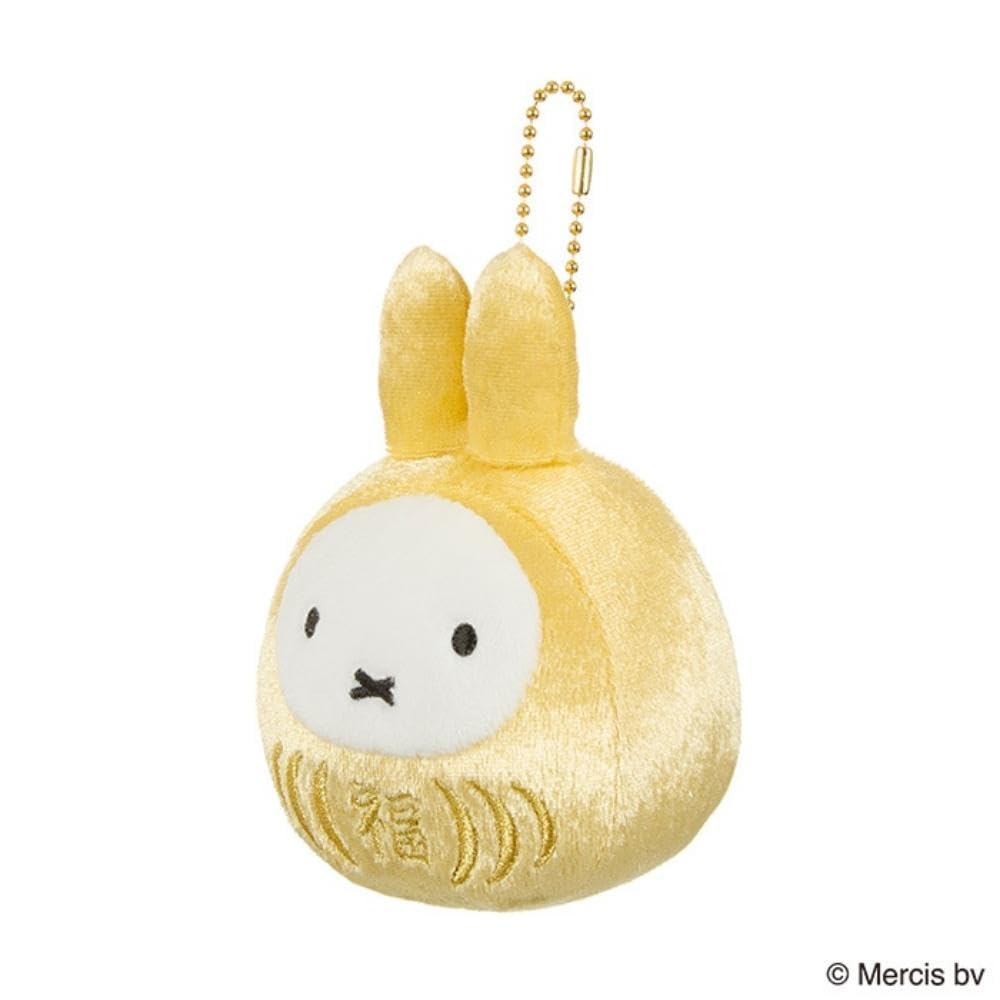 Sekiguchi Dick Bruna Miffy Lucky Daruma Mascot H12 X W8 X D7cm Keychain, Gold, 603855,