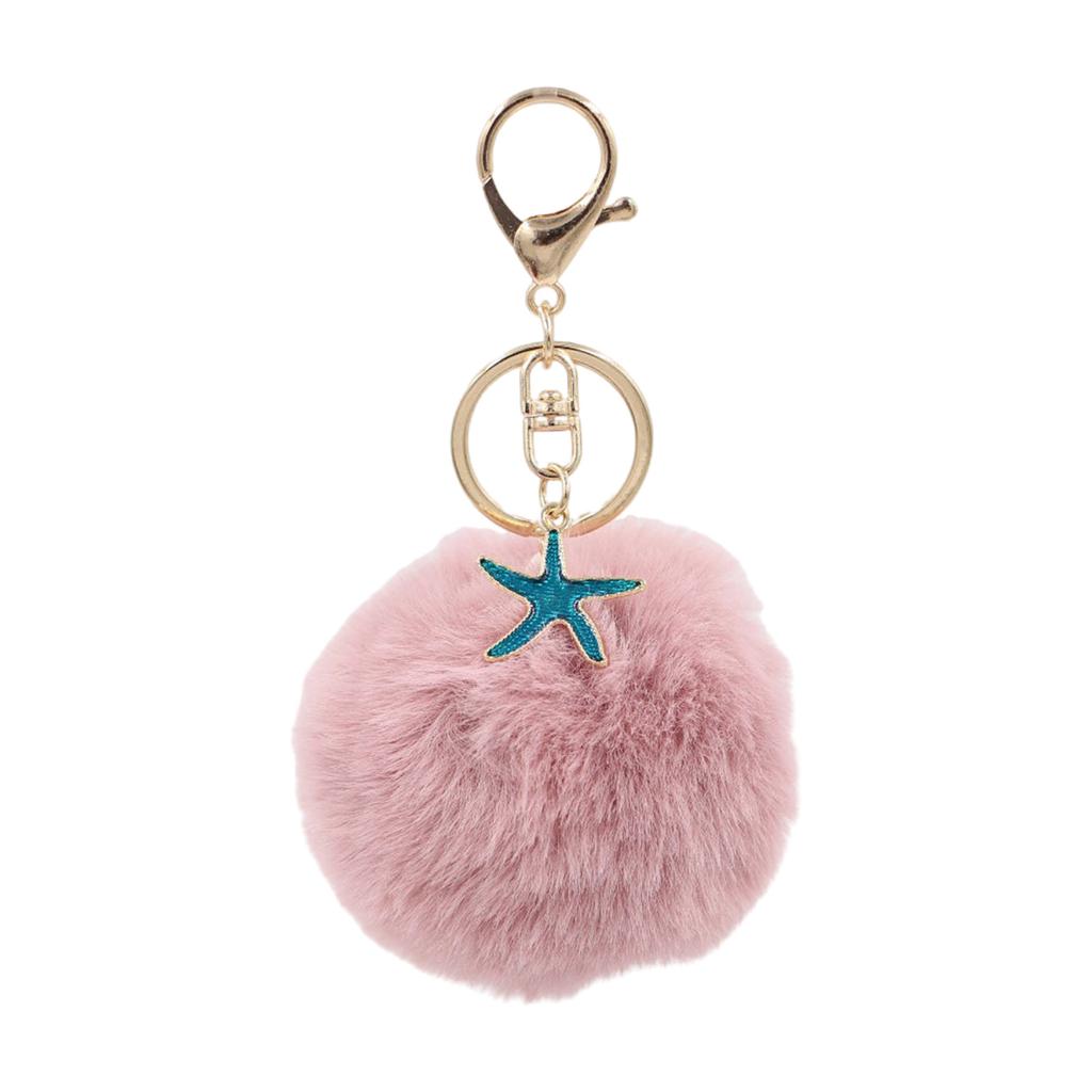 Soft Plush Starfish Keychain Accessory Durable Starfish Furry Sphere Keychain Key Chain Accessory for Fashion Lovers
