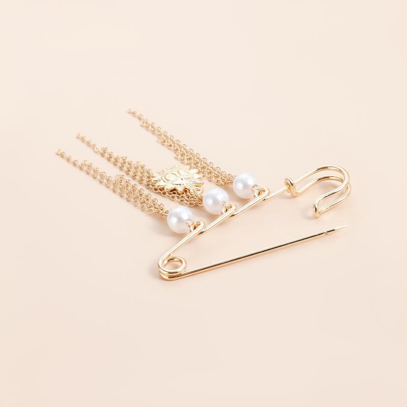 Multi-Functional Pearl Chain Tassel Brooch Anklet Pant Pin Adjustable All-Match Gothic Jewelry For Women
