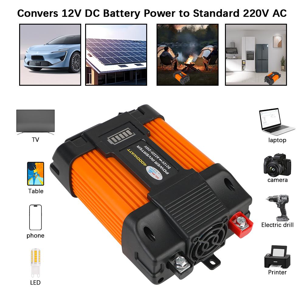 4000W 12V To 220V Voltage Converter Adapter Inverter LED Voltage Capacity Display Car Power Inverter Transformer Converter