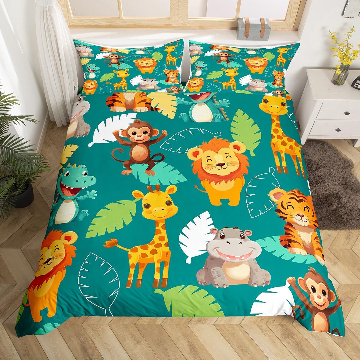 

Carton Tiger Soft Duvet Cover Set Wild Animal Theme Warm Comforter Cover Children Kids Tens Adult Peoples Soft Microfiber Polyester Beding Set 2/3 Pcs 120*200cm Single