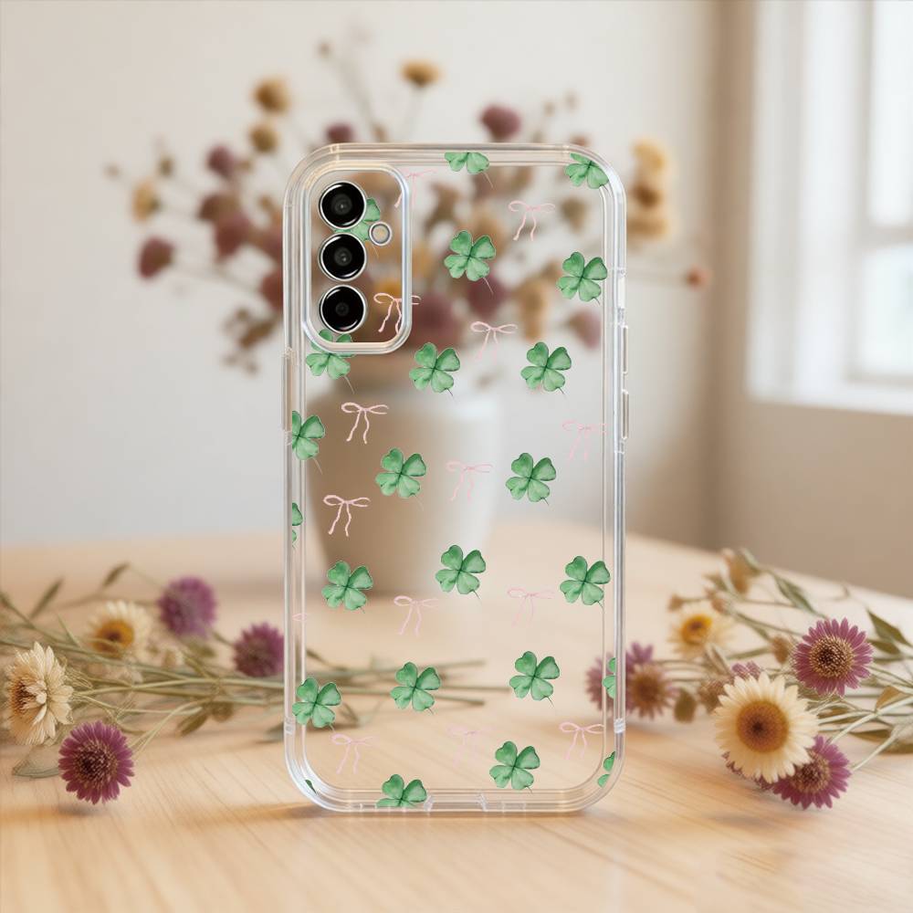 Sommer Grünes Glückliches Vierblättriges Kleeblatt.jpg Handyhülle Transparent Silikon Weich Für SamsungA10,12,20,21S,30,31,40,50,51,52,70,71