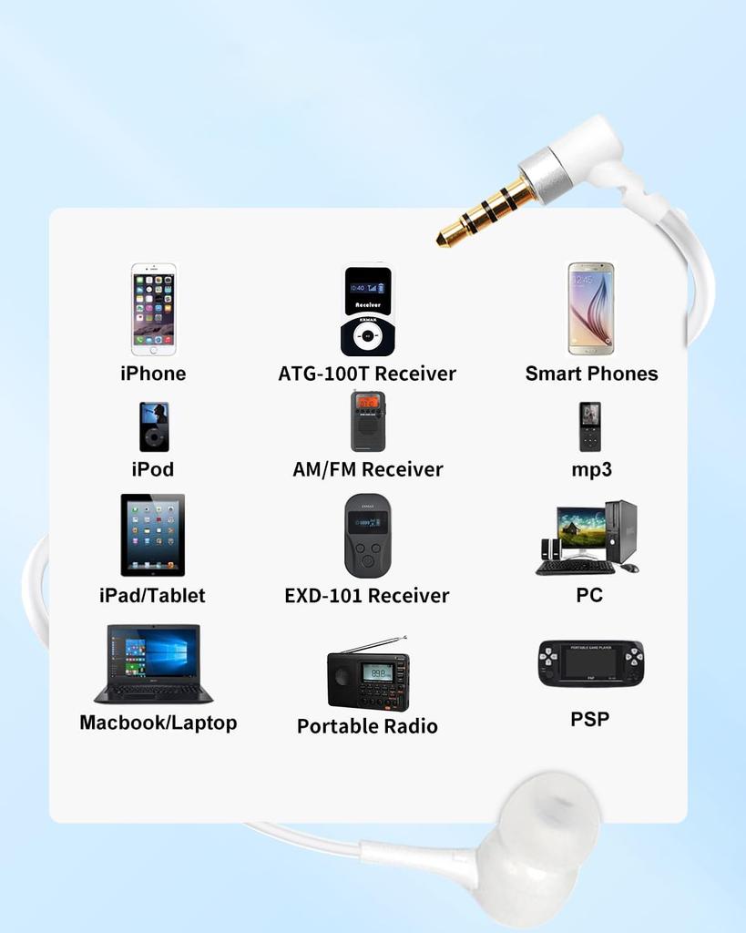 Radio with for Both Left and Right Compatible with Android MP3 Single-ear Earphone, Closed-type, In-ear Type, 3.5mm Jack, Microphone, Ears, YAJOJO,
