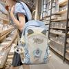 Contrast Color Backpack Women's College Style Lightweight Backpack Cartoon Student Schoolbag