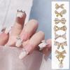 3D Bows Nail Art Charms Rhinestones Bows Charms Pearl Bowknot Nail Accessory 3D Alloy Nail Art Decoration for Women Girl