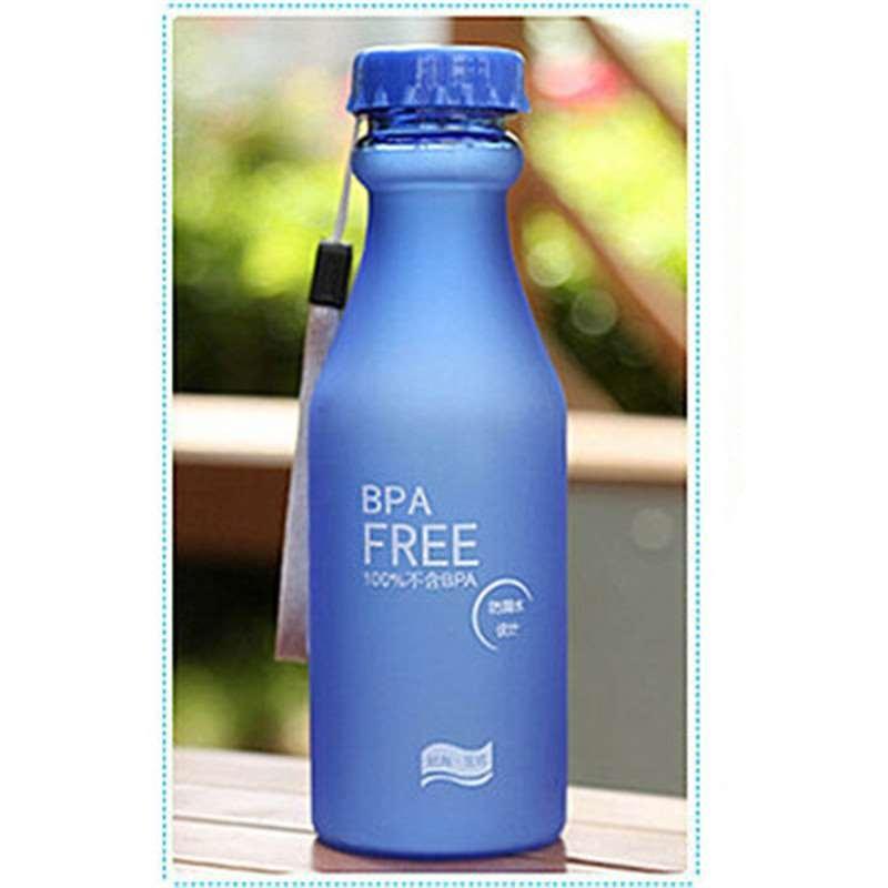 

500 мл Портативная пластиковая бутылка для воды пастельных цветов с матовой поверхностью и принтом в виде букв, герметичная, для занятий спортом на открытом воздухе, удобная чашка 500ml синий