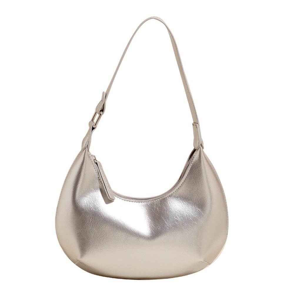 Candy Color Moon Underarm Bag Solid Color Women's Hobo Bag Casual Pu Leather Shoulder Bag  Girl