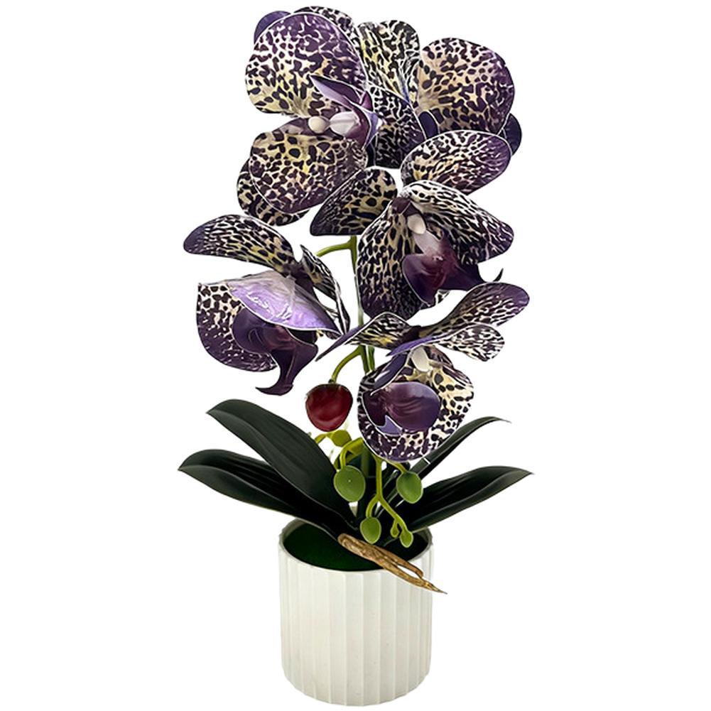 Artificial Orchid Potted Plant Realistic Design Soft Glue Flower for Home Office Event Decor White Pink Black Options