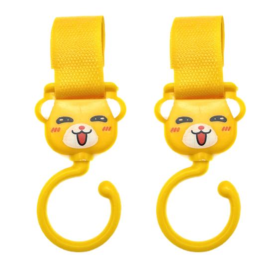 

2 шт. крючки для коляски с мультяшным узором, антидеформирующий полимерный крючок для коляски, органайзер для сумки для мамы, аксессуары для коляски для покупок жёлтый