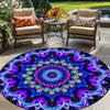 Blacklight Bohemian Round Area Rug, Non Slip Floor Mat for Dining Room Living Room and Bedroom, Spring Home Decor Gift