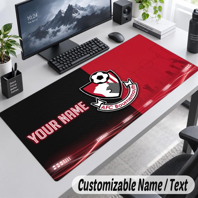 Custom Name Text Mouse Pad Bournemouth Football Personalized Desk Pad For Work And Gaming