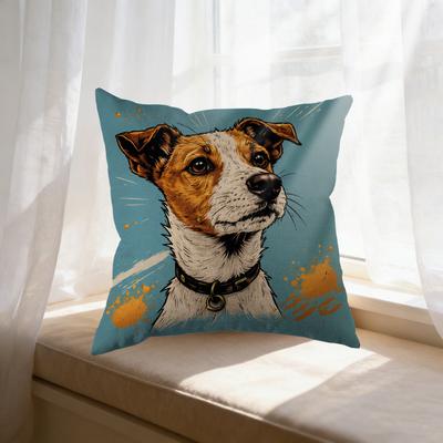 Cushion Cover Blue Jack Russell Dog Print For Home Decor