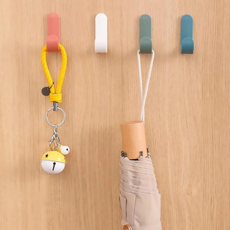 Nail-free J-shaped Hooks Adhesive Utility Hooks for Wall Decorative Key Holder Rack and Organization Coat Hook Multifunctional