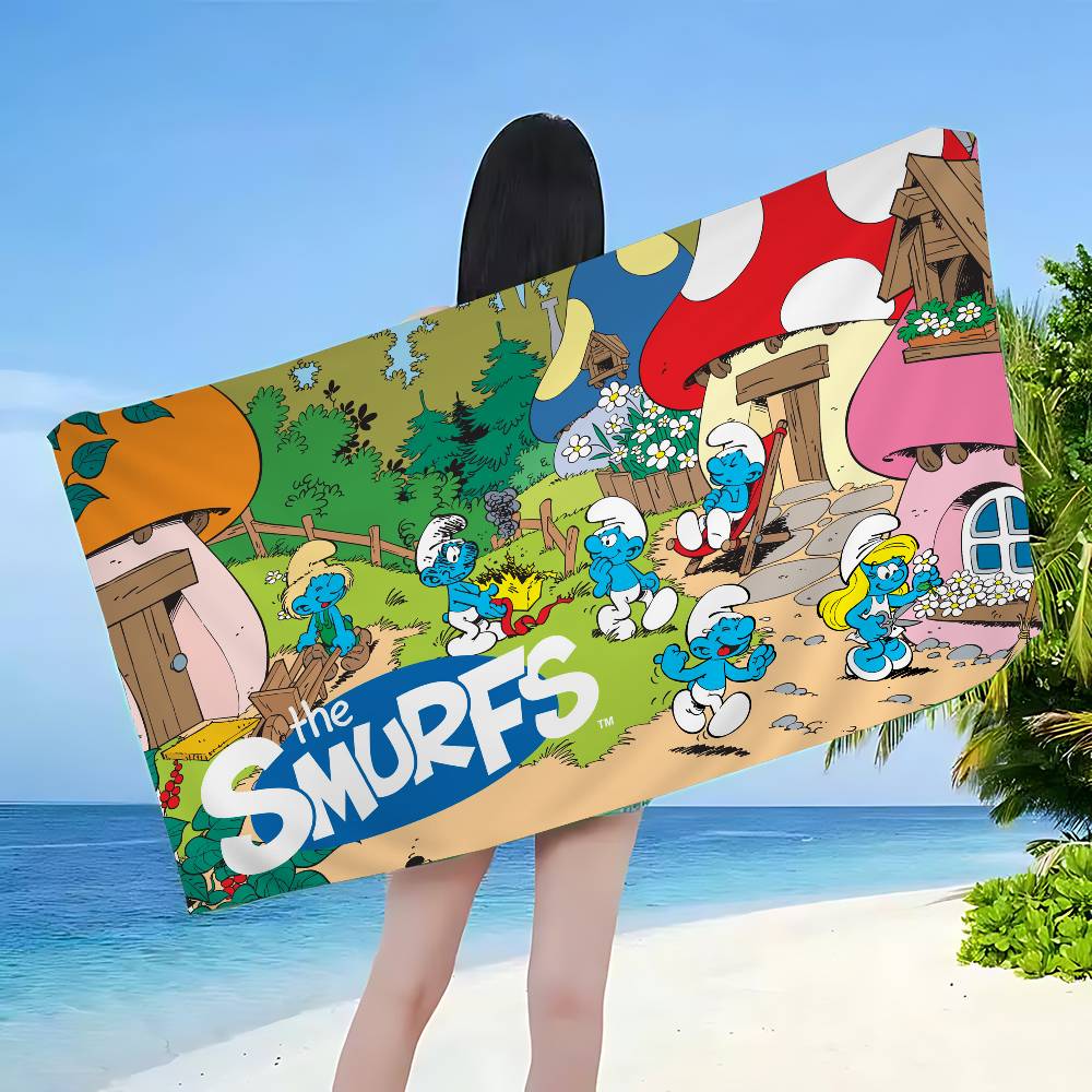 Cartoon Cute S-Smurfs Big Microfiber Beach Towels Quick Dry Towel Sand Beach Towels Pool Towel for Travel Swim Pool Yoga