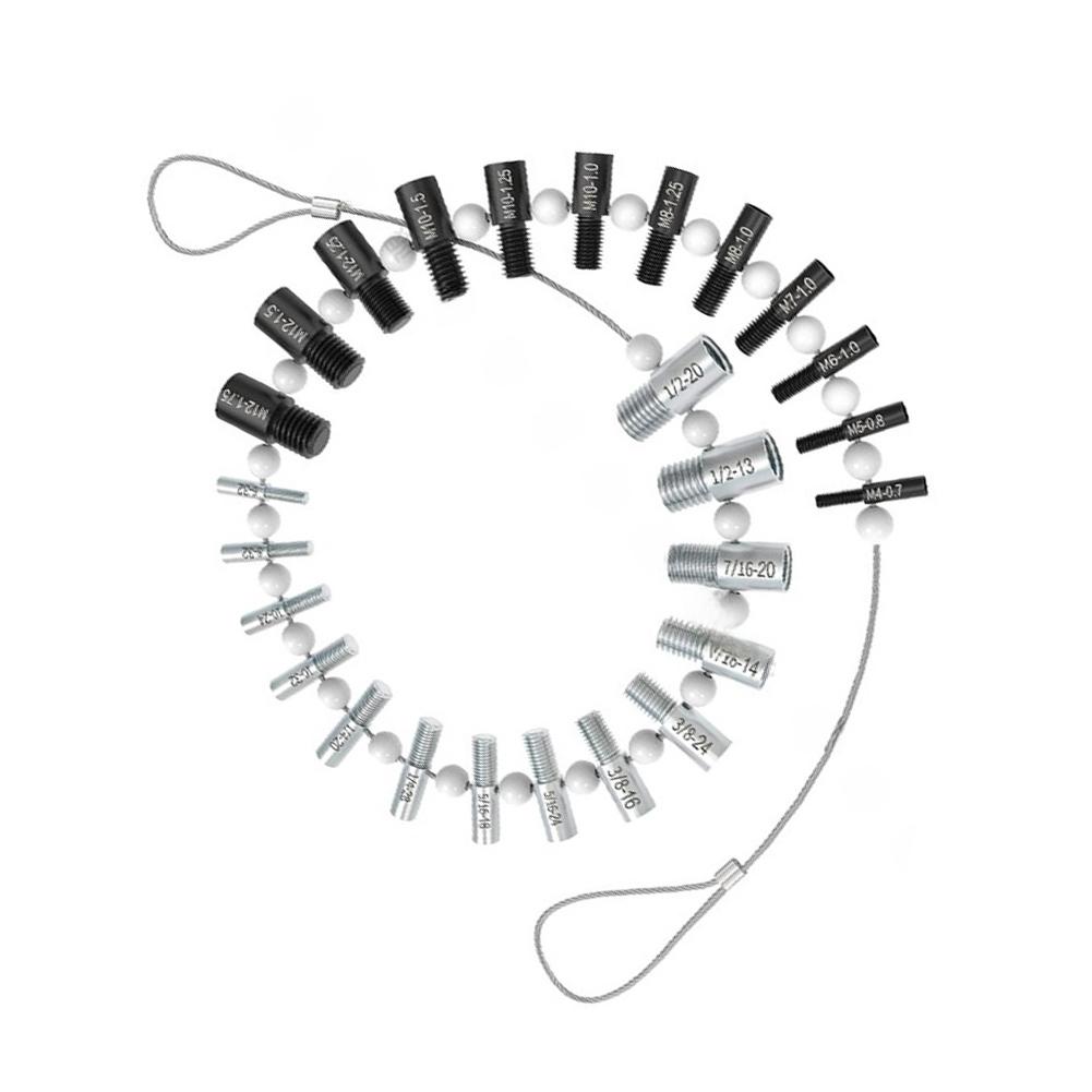 26 Piece Carbon Steel Thread Size Identifier Set Silver Black for Nut Bolt Accurate Measurement of Metric Threads