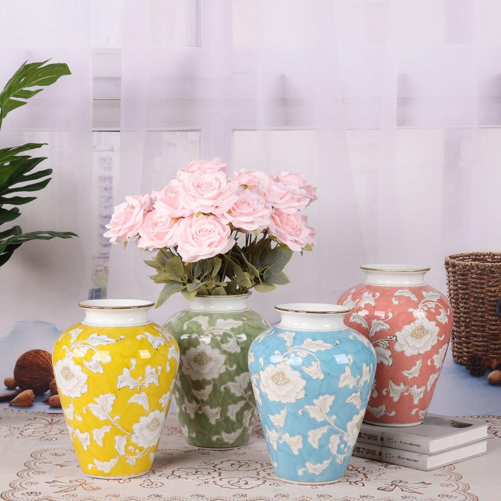 Vaso Ceramico Retrò Stile Cinese Vaso in Porcellana Bianca e Blu Fioriera Accessori per Composizioni Floreali Decorazione per la Casa