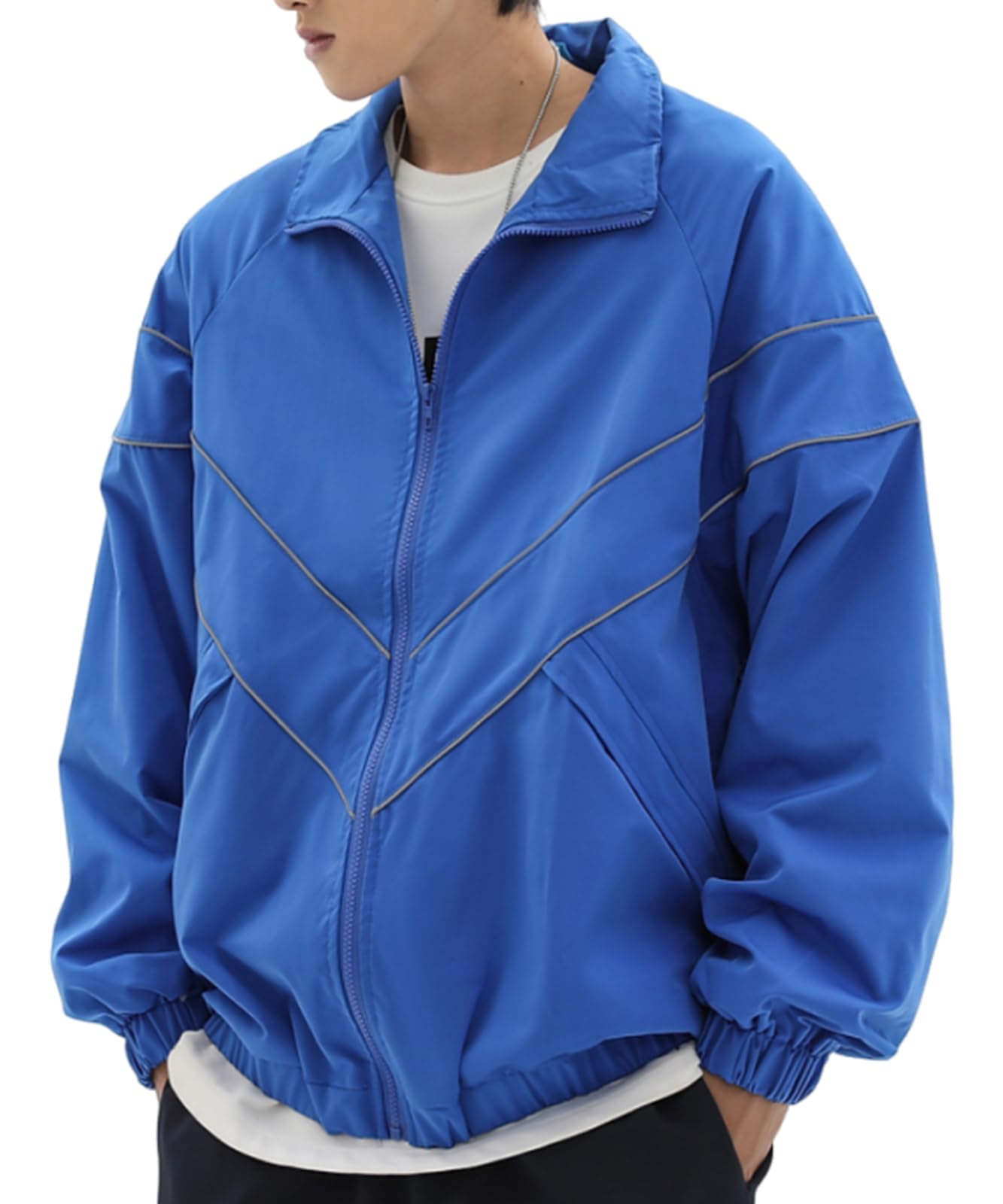 

Куртка-блузон Doors, на молнии, свободного кроя, спортивная, легкая, повседневная, унисекс, весна, синяя, 5S-D04-BLL