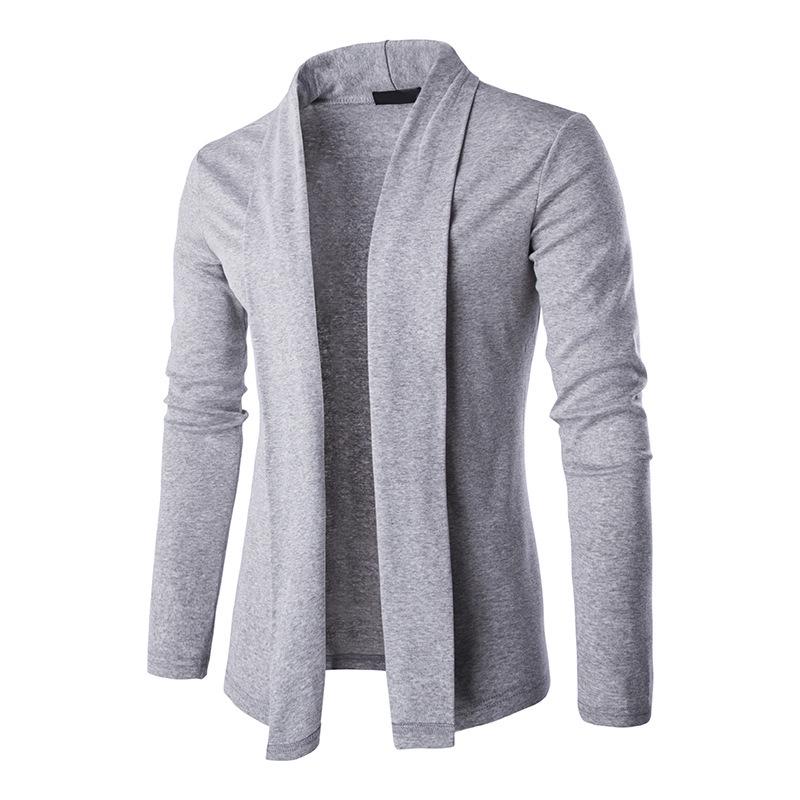 Men S Solid Color Long Sleeve Knit Cardigan No Button