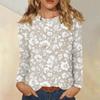 Dámská móda Květinový potisk Krk Dlouhý rukáv Pulovr Top