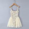 Elegant 2026 Sweet Lace Knit Camisole Dress with Retro Square Neck & Backless Design