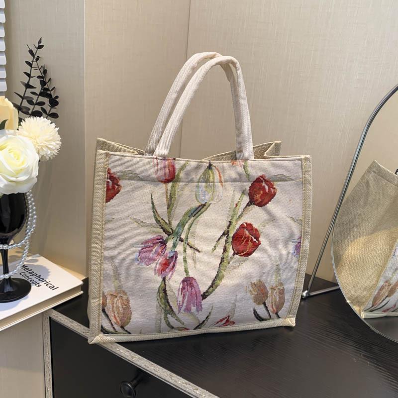 Linen Handbag Bag New Student Versatile Fashion Small Satchel Girl Hand Carry Burlap Bag