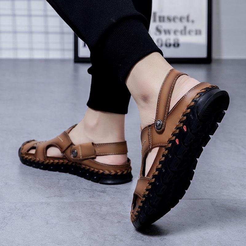 Men's Genuine Leather Sandals Soft Comfortable Sandals Male Summer Outdoor Beach Shoes Designer High Quality Sandals for Men