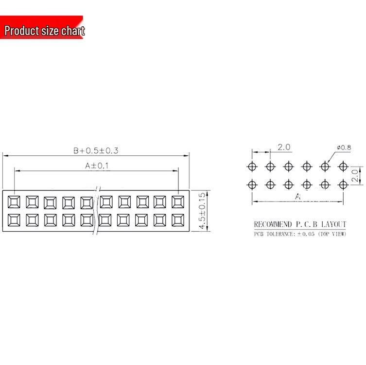 2.0mm Dual Row Female Header and Socket 2*2p-40p