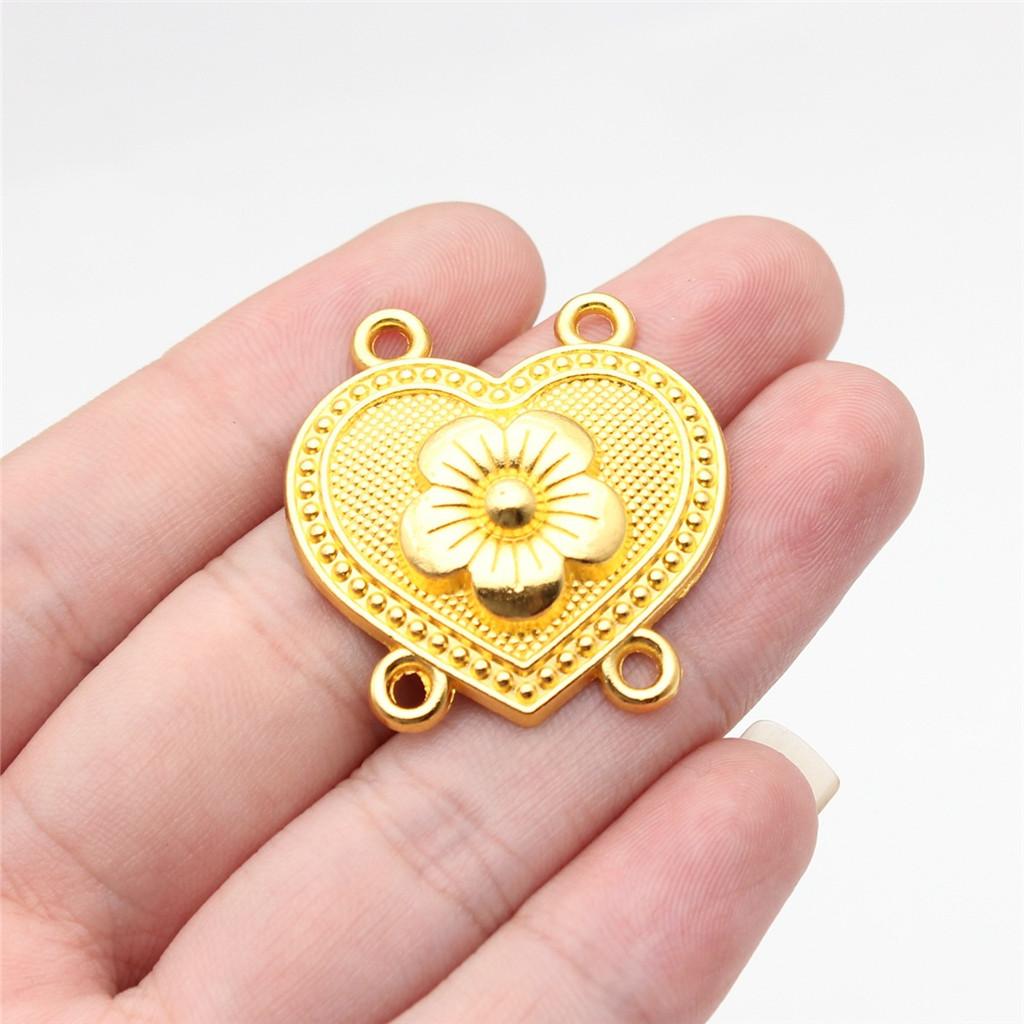 

Floral 4-Hole Necklace Connectors Pendants Antique Bronze Silver Jewelry Making Connect Pendants Style Small Hole Beads A40-4pcs-31x32mm