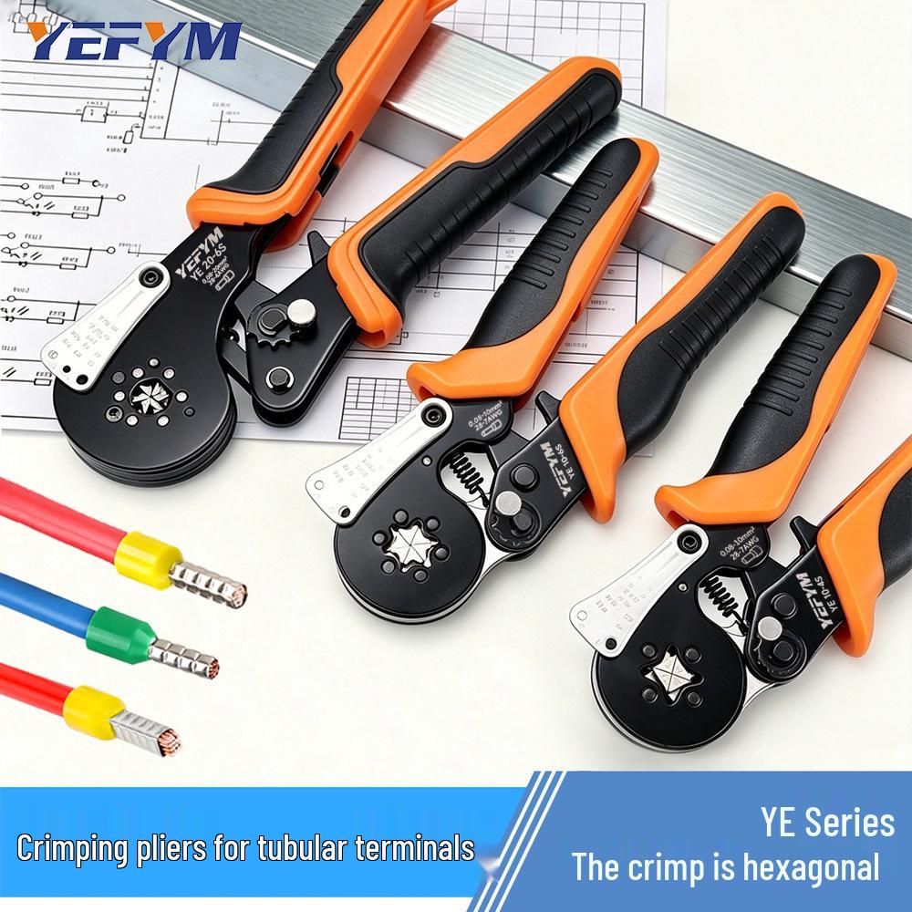 Tubular Insulated Needle Crimping Pliers 4/6-Sided Electrician's Terminal Crimpers