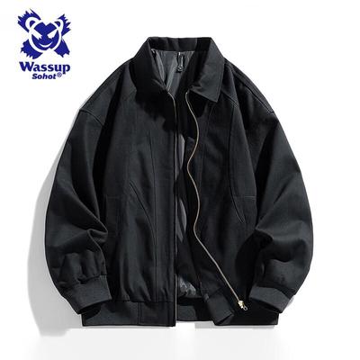 Wassup Sohot Men's Pure Cotton Washed Retro Workwear Jacket