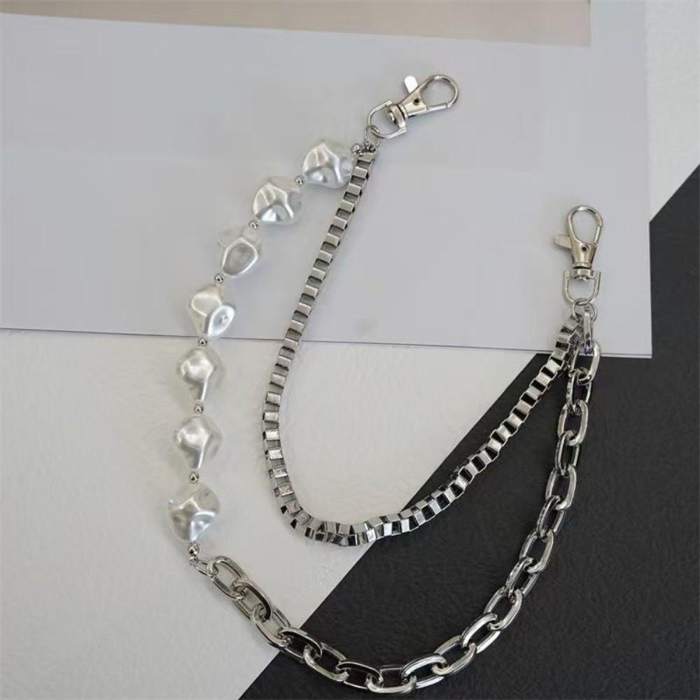 Irregular Punk Street Keychains Chain Y2K Biker Pants Chain Pearl Waist Chain Clothing Accessories