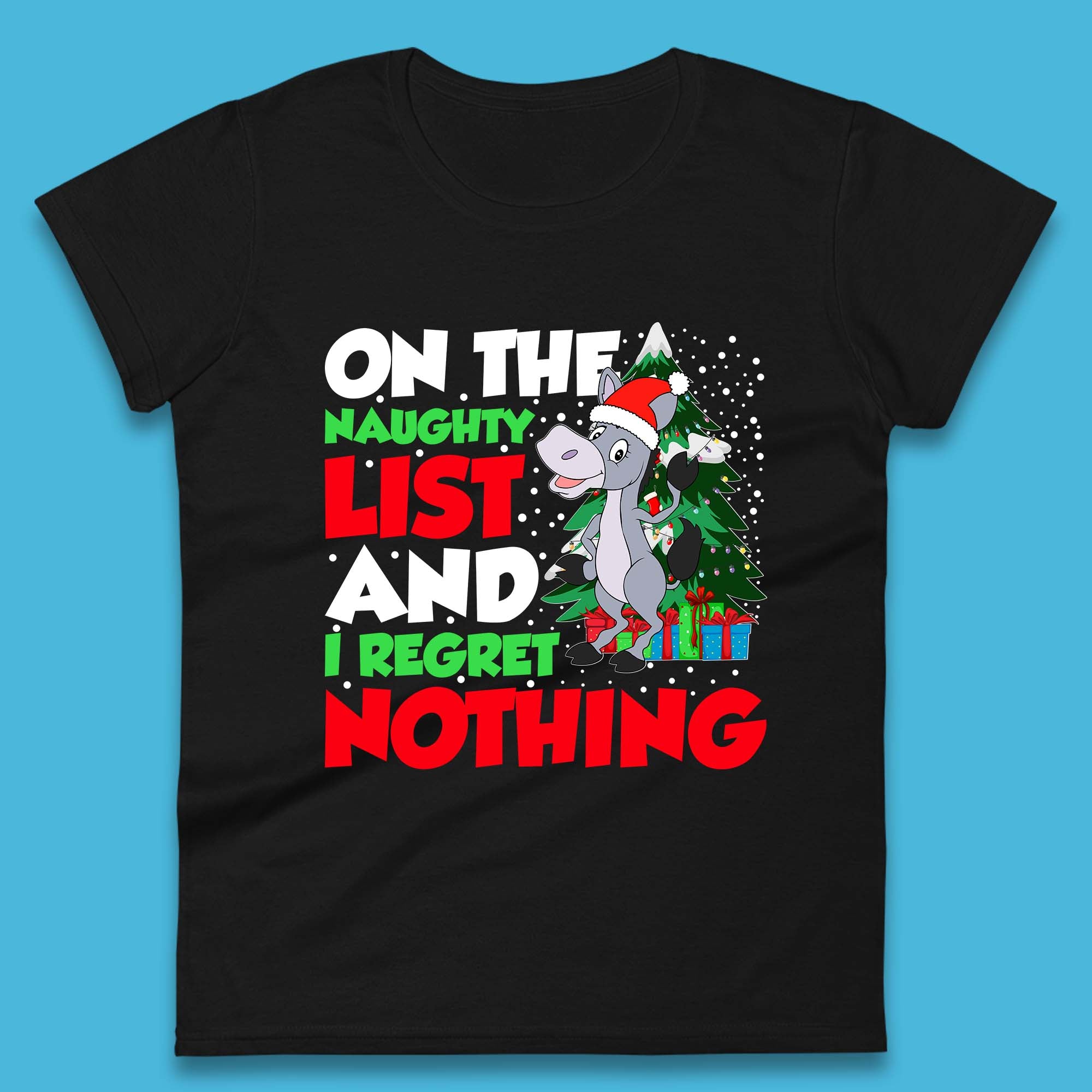 

Donkey Christmas Naughty List Womens T-Shirt Mens Tops Tees Unisex S