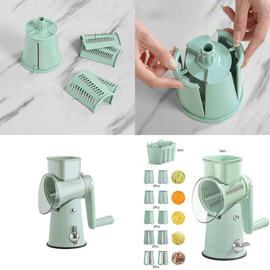 Practical Green Hand-held Vegetable Cutter Drum For Safe And Quick Food Preparation