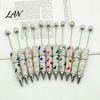 Shiny Rhinestone Pens Glitter Beadable Ballpoint Pen, Sparkly Star Moon Beaded Plastic Customizable DIY Handmade Gel Ink Pen for School Projects,